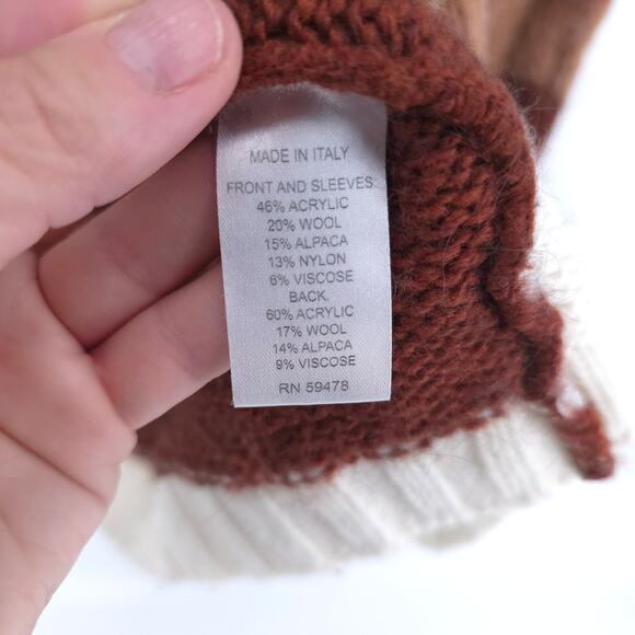 Elsamanda Womens Neutral Alpaca Wool Boho Southwestern Abstract Open Cardigan M - Picture 7 of 10